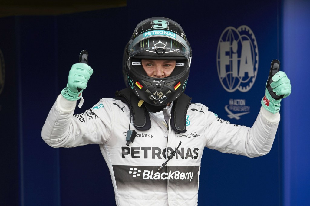 Rosberg festeja a quarta pole do ano (Divulgação)